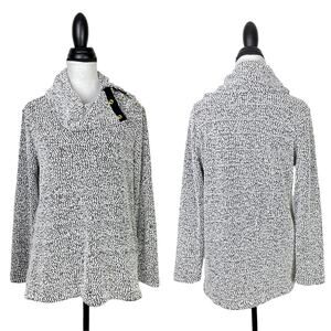 Calvin Klein | Black & White Popcorn Texture Cowl Neck Pullover Sweater